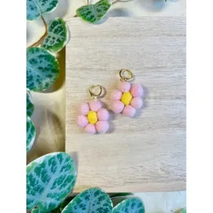 Honey Loom Designs: Mini Felted Daisy Earrings