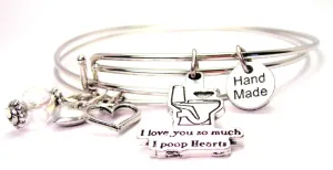 I Love You So Much I Poop Hearts Expandable Bangle Bracelet Set