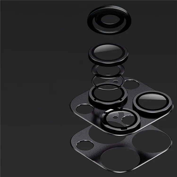 iPhone 15 Pro / iPhone 15 Pro Max Alu Ultra Clear Camera Lens Protector Full Protection with Armored Glass - Silver