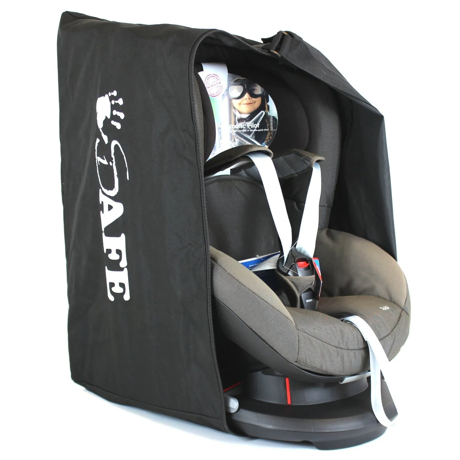 iSafe Carseat Travel / Storage Bag For Axkid Kidzone Car Seat (Black/Tetris)