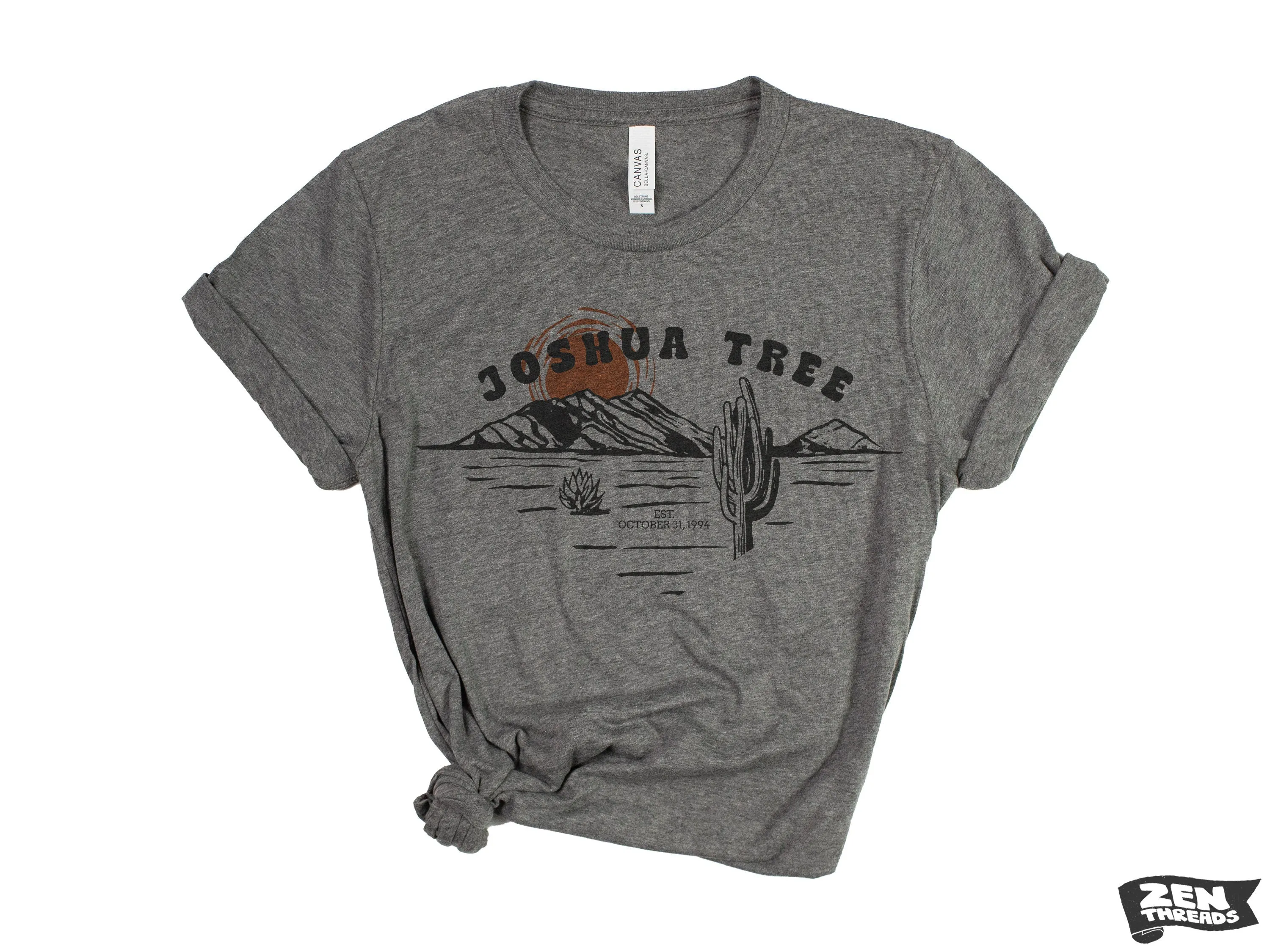 JOSHUA TREE Illustration Unisex mens women's Desert Cactus T Shirt National Park California custom color printed tee camping travel hiking