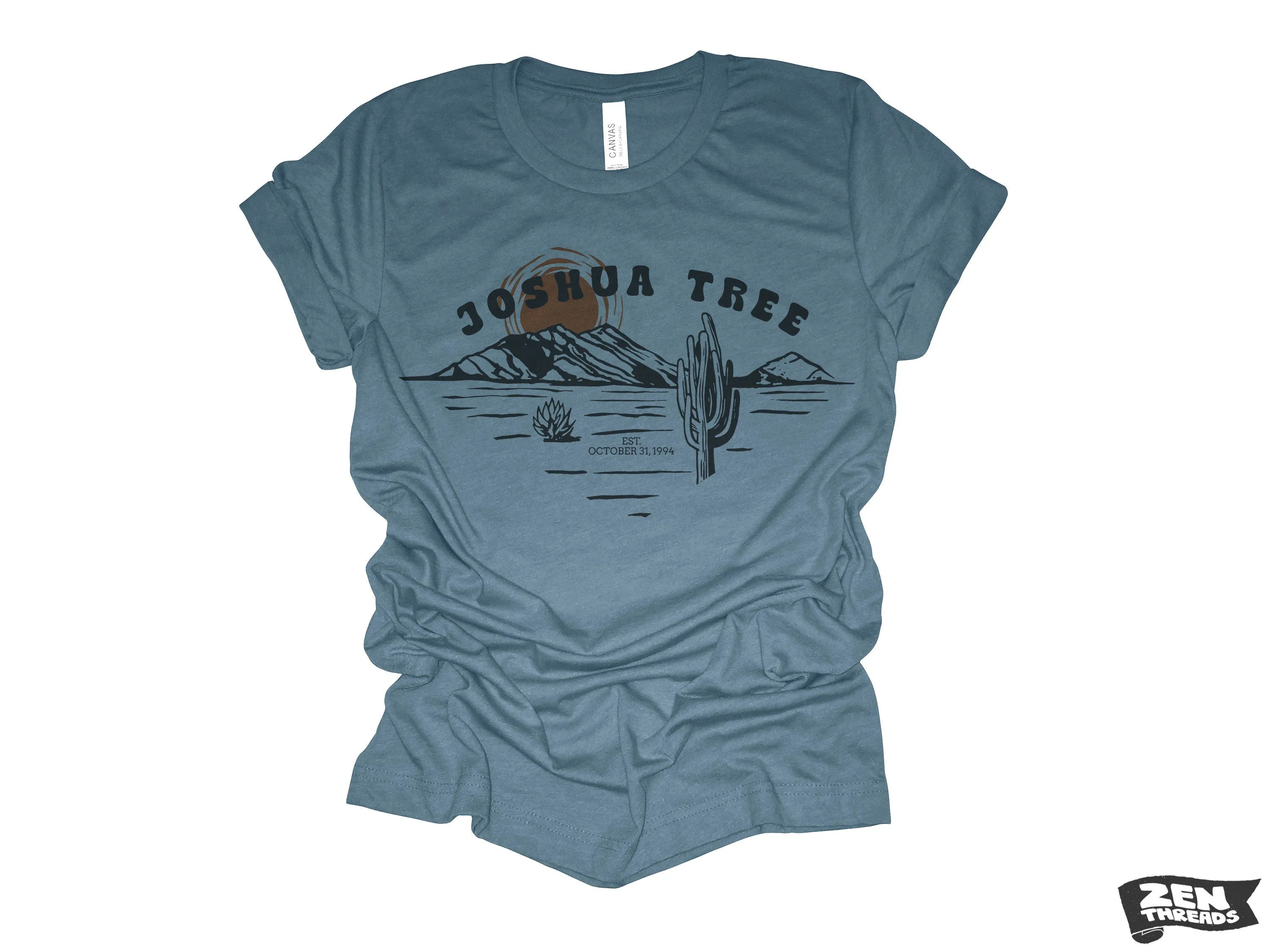 JOSHUA TREE Illustration Unisex mens women's Desert Cactus T Shirt National Park California custom color printed tee camping travel hiking