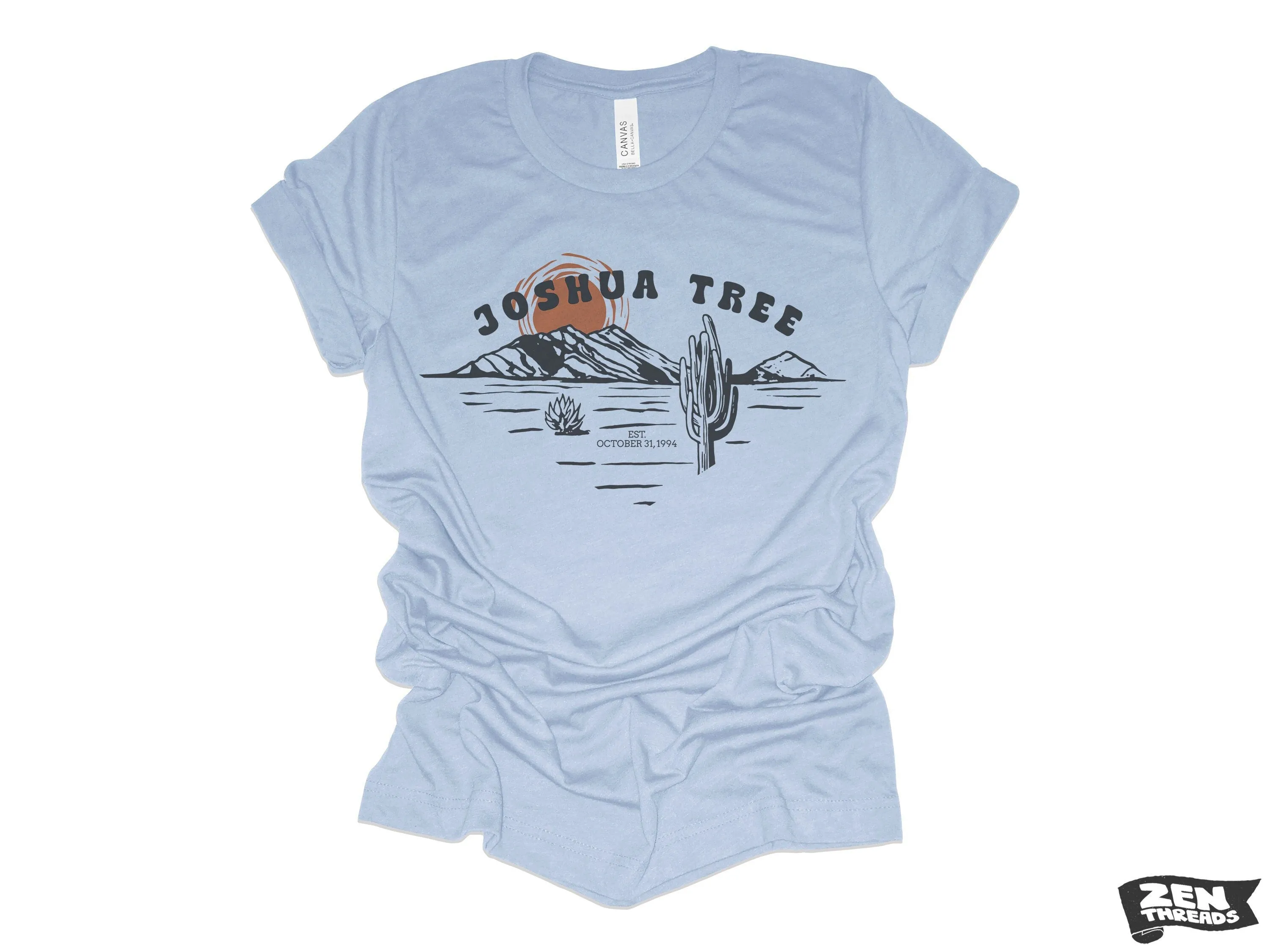 JOSHUA TREE Illustration Unisex mens women's Desert Cactus T Shirt National Park California custom color printed tee camping travel hiking