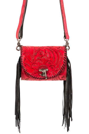 Juan Antonio Red Fringe Crossbody Bag