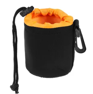 K&F Concept Small Size Neoprene Waterproof Protective Camera Lens Pouch Black Orange Storage Bag with Swivel Clip and Belt Loop  for Travel Photography