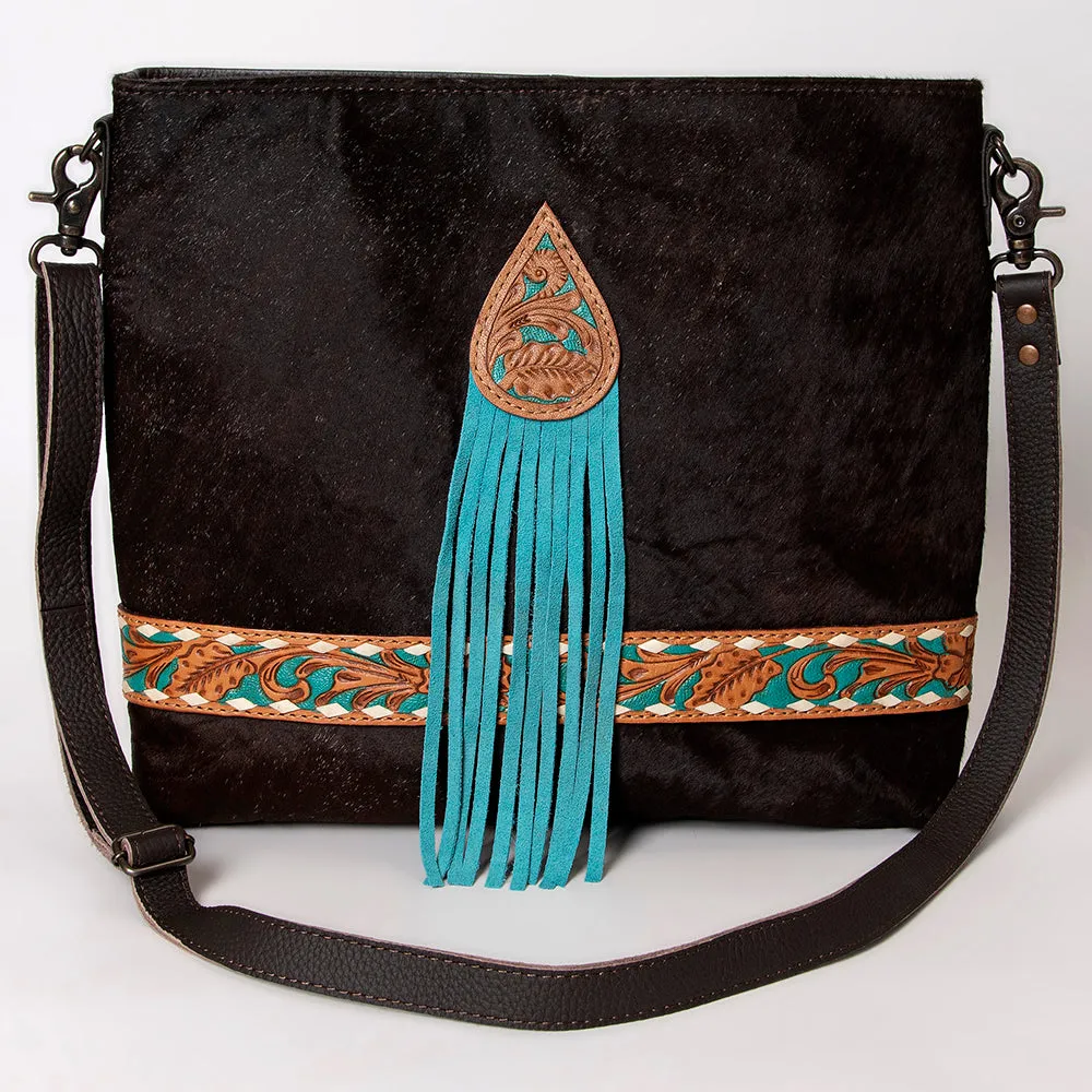 KBG174 - KBG174 -CROSS BODY Hand Tooled Saddle Leather with Cowhide Leather Ladies Bag H13XW14XD3 KB