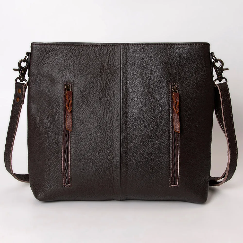 KBG174 - KBG174 -CROSS BODY Hand Tooled Saddle Leather with Cowhide Leather Ladies Bag H13XW14XD3 KB
