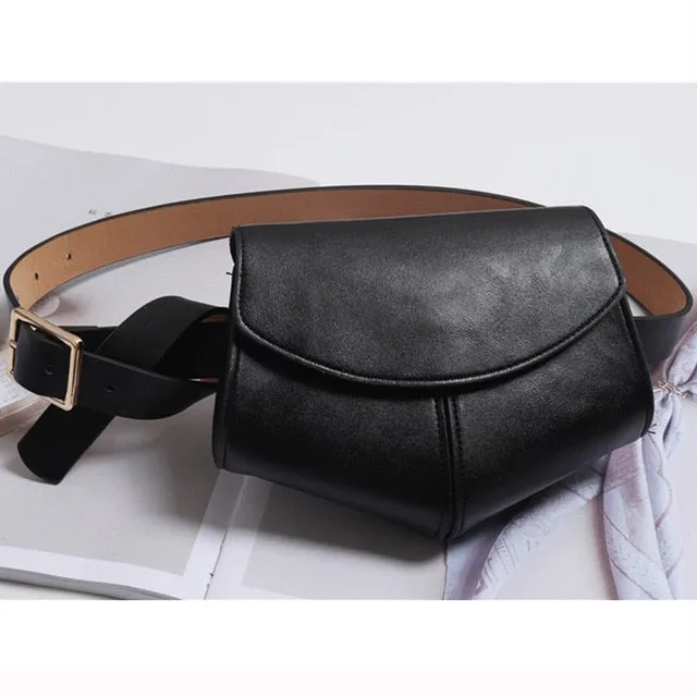 Kovenly Women Serpentine Fanny Pack Waist Chest Mini PU Leather Small Shoulder Belt Bag