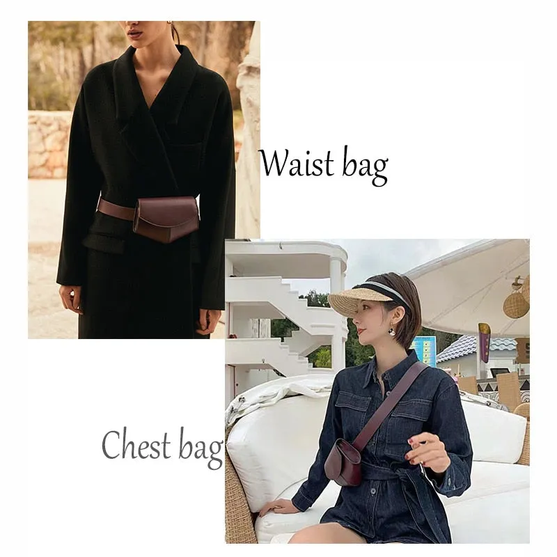 Kovenly Women Serpentine Fanny Pack Waist Chest Mini PU Leather Small Shoulder Belt Bag