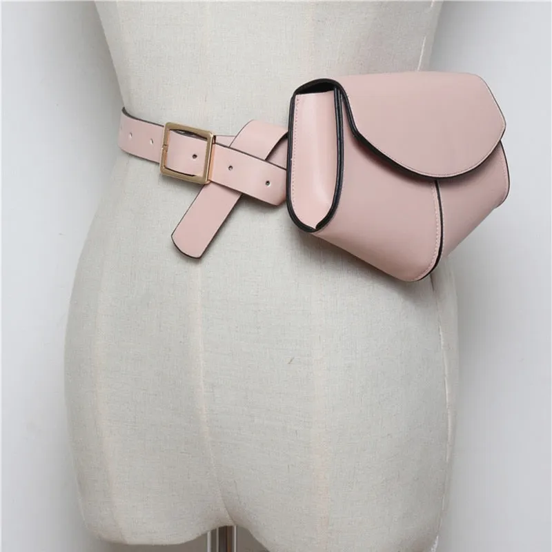 Kovenly Women Serpentine Fanny Pack Waist Chest Mini PU Leather Small Shoulder Belt Bag