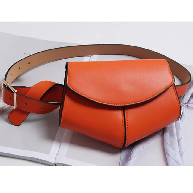 Kovenly Women Serpentine Fanny Pack Waist Chest Mini PU Leather Small Shoulder Belt Bag