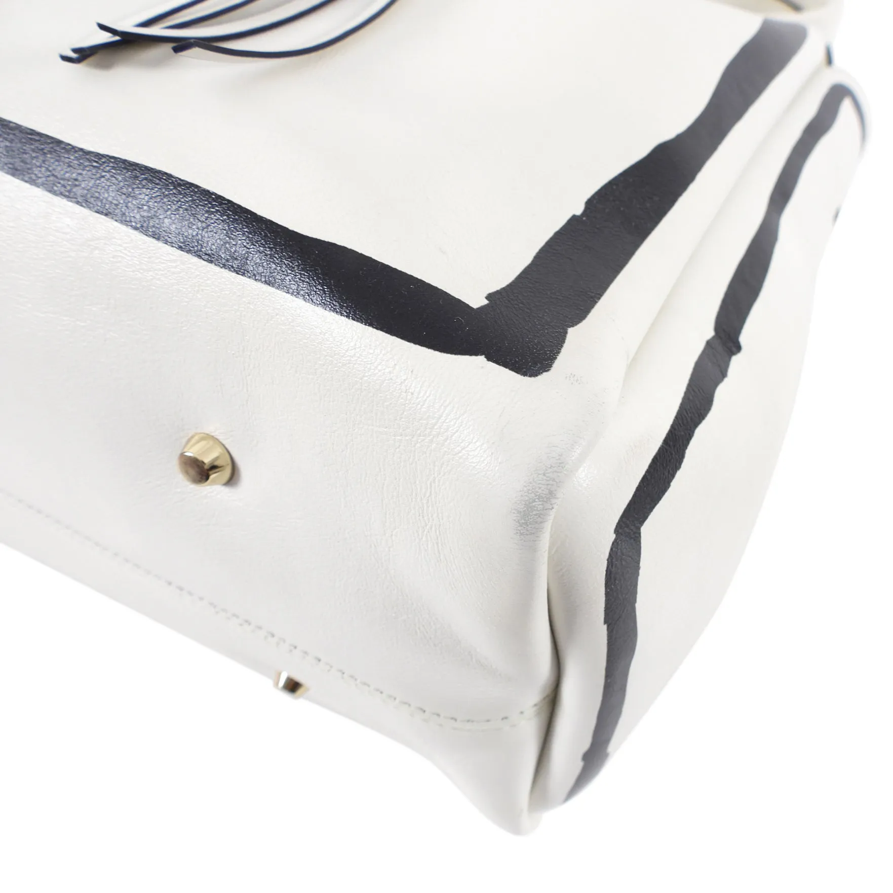 Lanvin Black and White Graphic Shopper Tote Bag