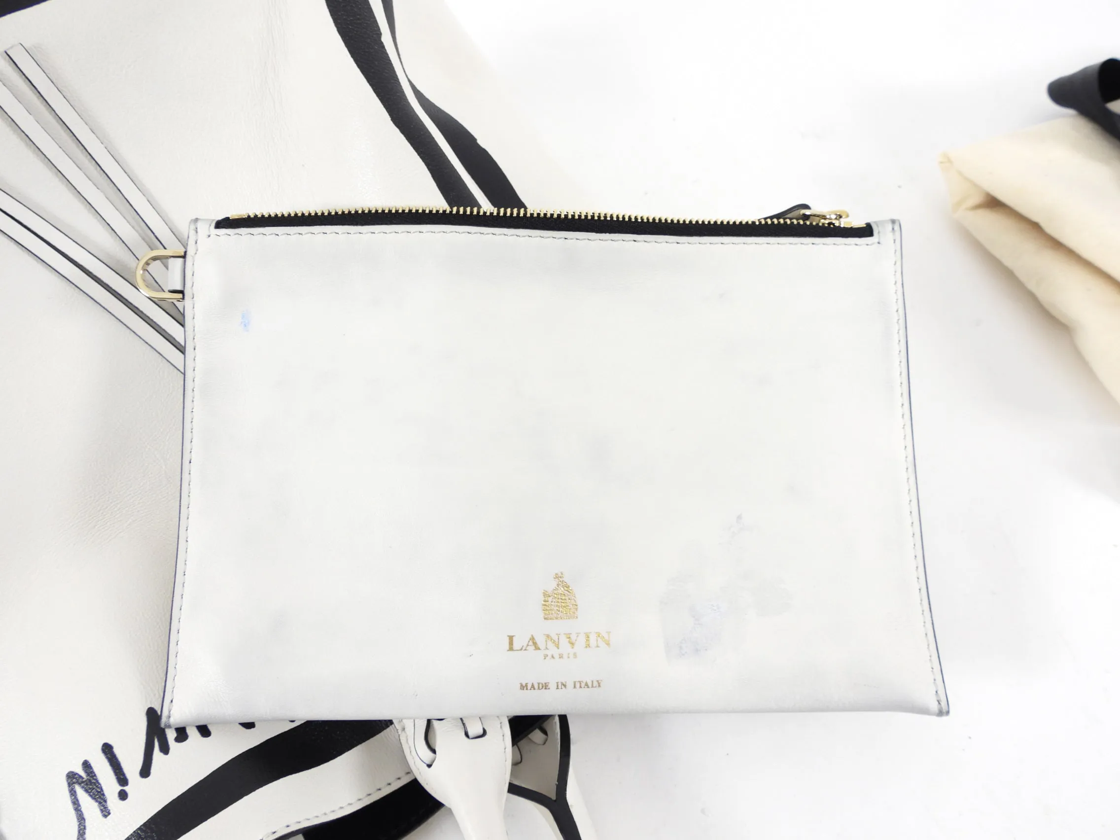 Lanvin Black and White Graphic Shopper Tote Bag