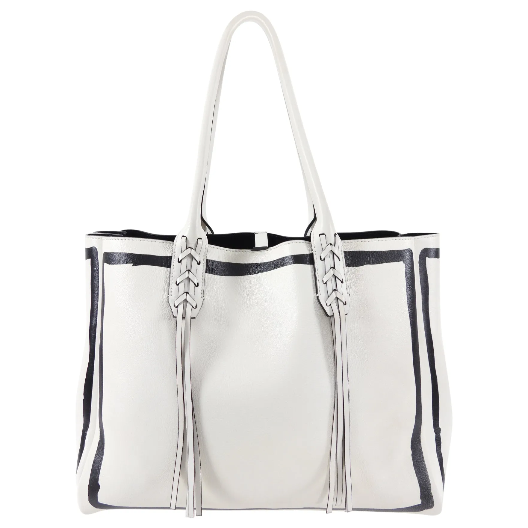 Lanvin Black and White Graphic Shopper Tote Bag