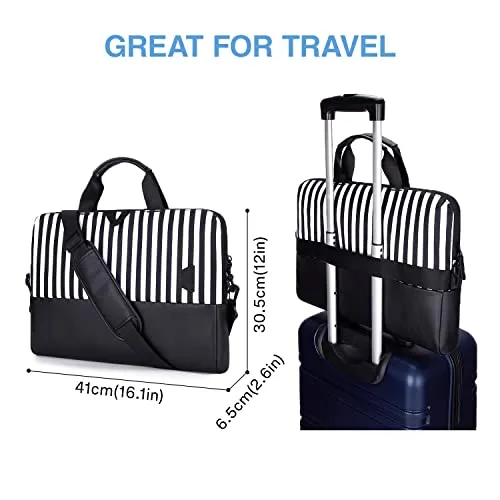 Laptop Bag for Women,BAGSMART 15.6 Inch Laptop Case Slim Computer Bag Briefcase,Black Stripes