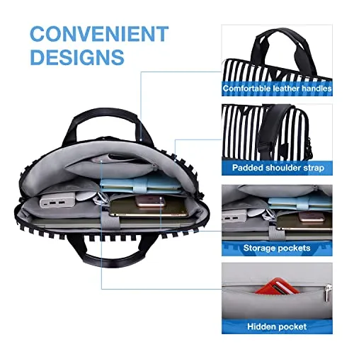 Laptop Bag for Women,BAGSMART 15.6 Inch Laptop Case Slim Computer Bag Briefcase,Black Stripes