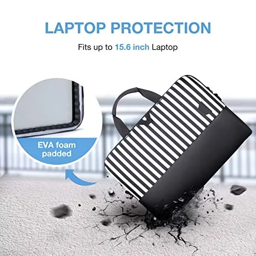 Laptop Bag for Women,BAGSMART 15.6 Inch Laptop Case Slim Computer Bag Briefcase,Black Stripes