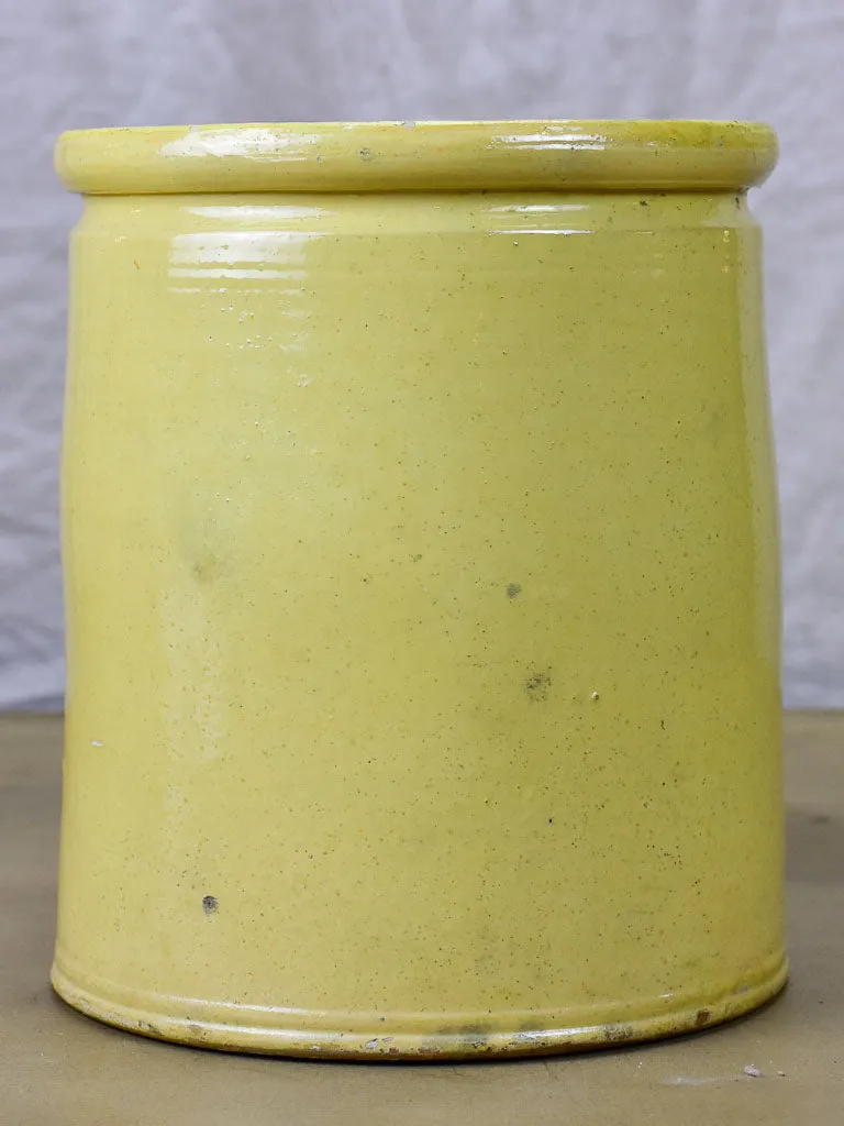 Large antique French yellow ware conserve pot