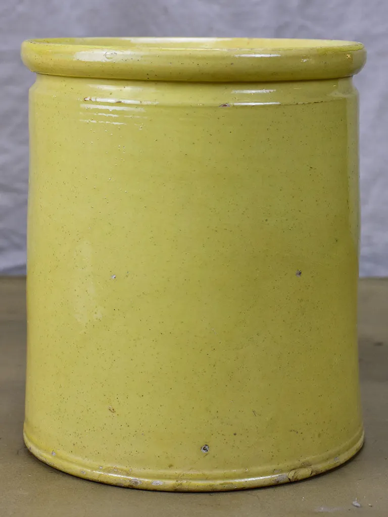 Large antique French yellow ware conserve pot