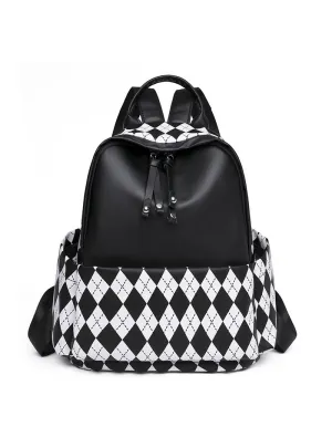 Large-capacity Contrast Rhombus Outdoor Travel Backpack