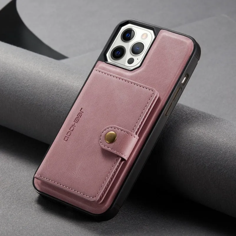 Leather Phone Case With Magnetic Wallet Kickstand For iPhone