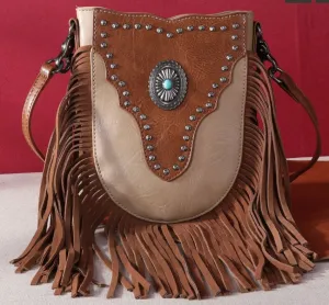 Leather Western crossbody  tan