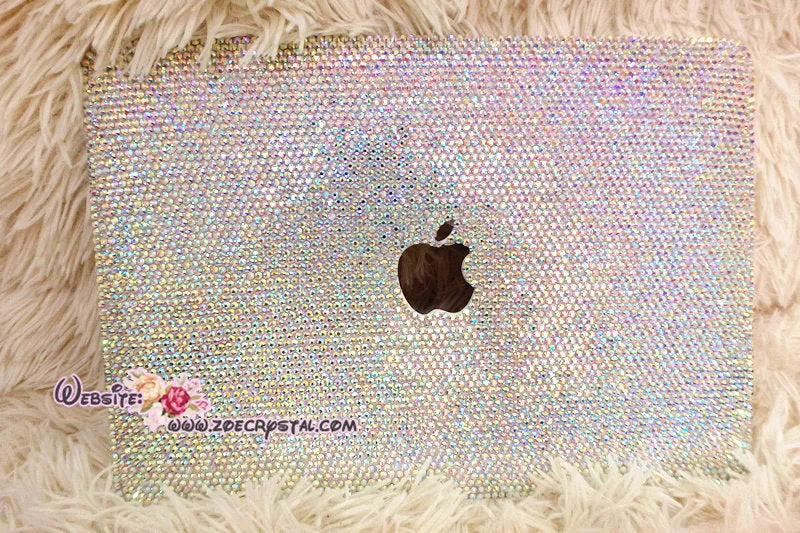 MACBOOK Case Cover Celeb Kim Kardashian Kylie Jenner w Bedazzled Sparkly Shinny Glittery Bling Rainbow Crystal Rhinestone