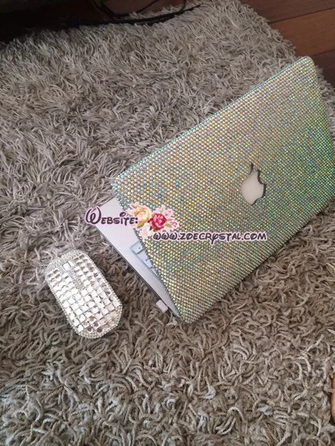 MACBOOK Case Cover Celeb Kim Kardashian Kylie Jenner w Bedazzled Sparkly Shinny Glittery Bling Rainbow Crystal Rhinestone