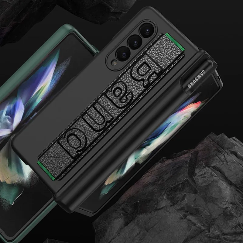 Magnetic Hinge Wrist Strap Phone Case For Samsung Galaxy Z Fold 4 3