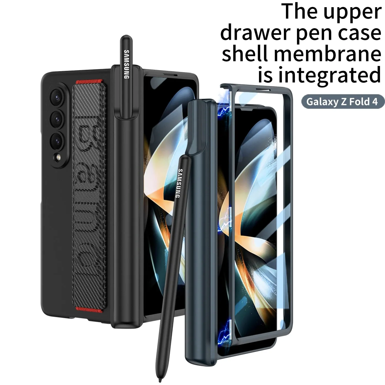 Magnetic Hinge Wrist Strap Phone Case For Samsung Galaxy Z Fold 4 3