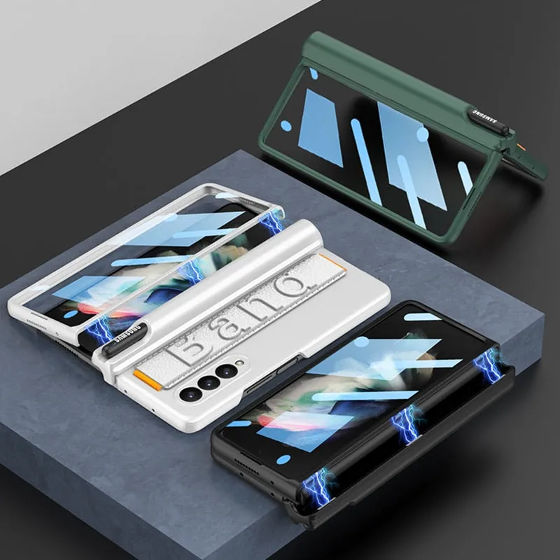 Magnetic Hinge Wrist Strap Phone Case For Samsung Galaxy Z Fold 4 3