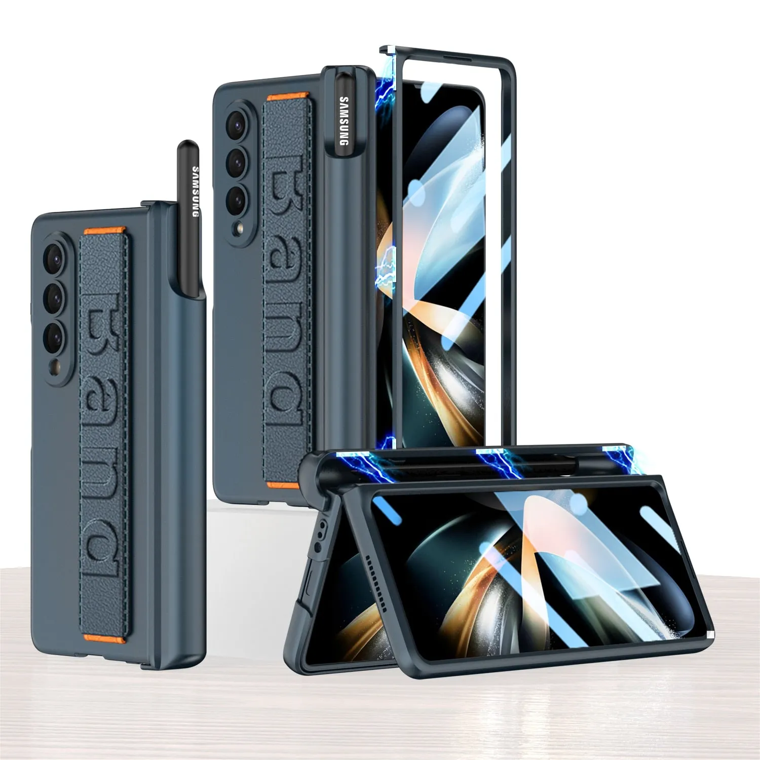 Magnetic Hinge Wrist Strap Phone Case For Samsung Galaxy Z Fold 4 3