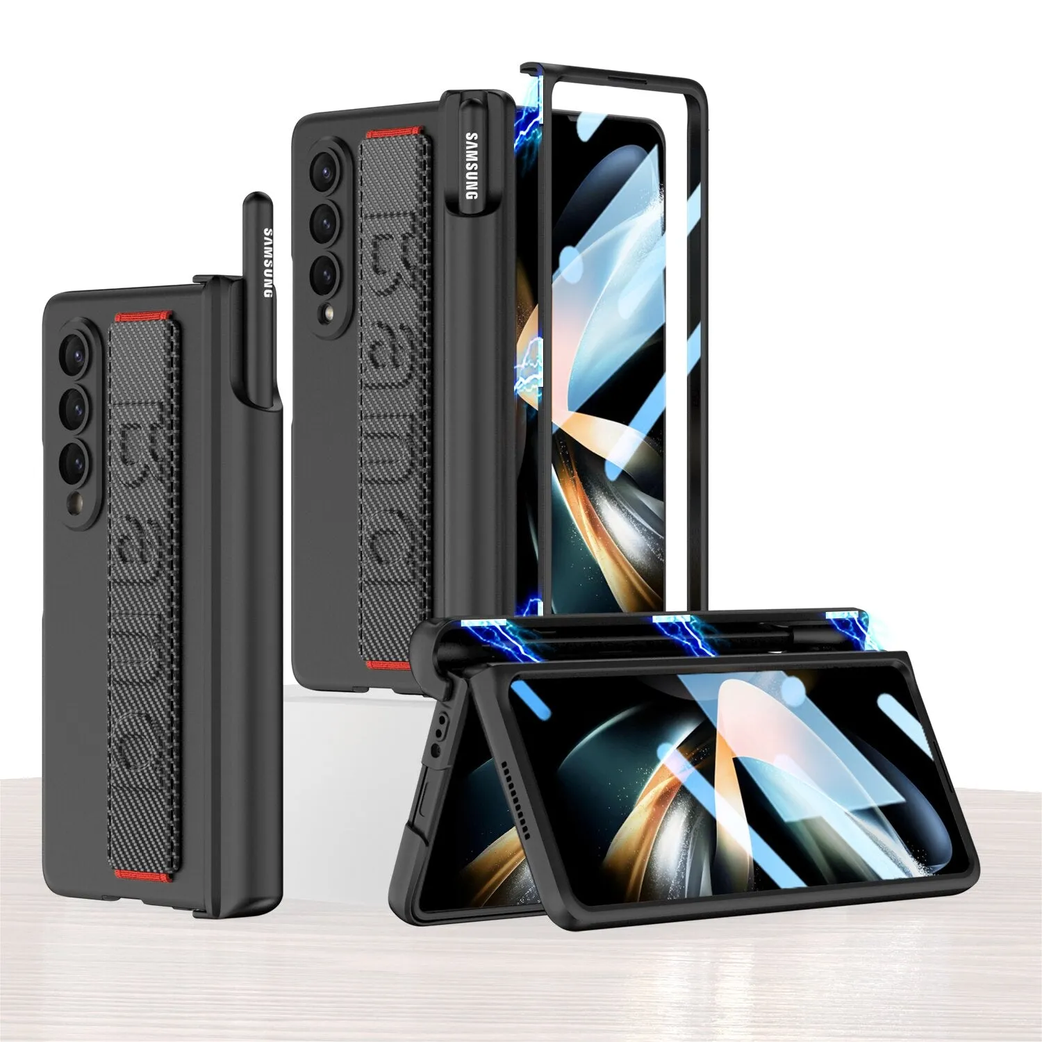 Magnetic Hinge Wrist Strap Phone Case For Samsung Galaxy Z Fold 4 3