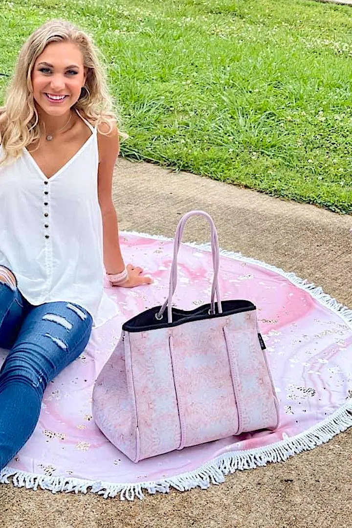 Majestic Pink Geode Beach Towel