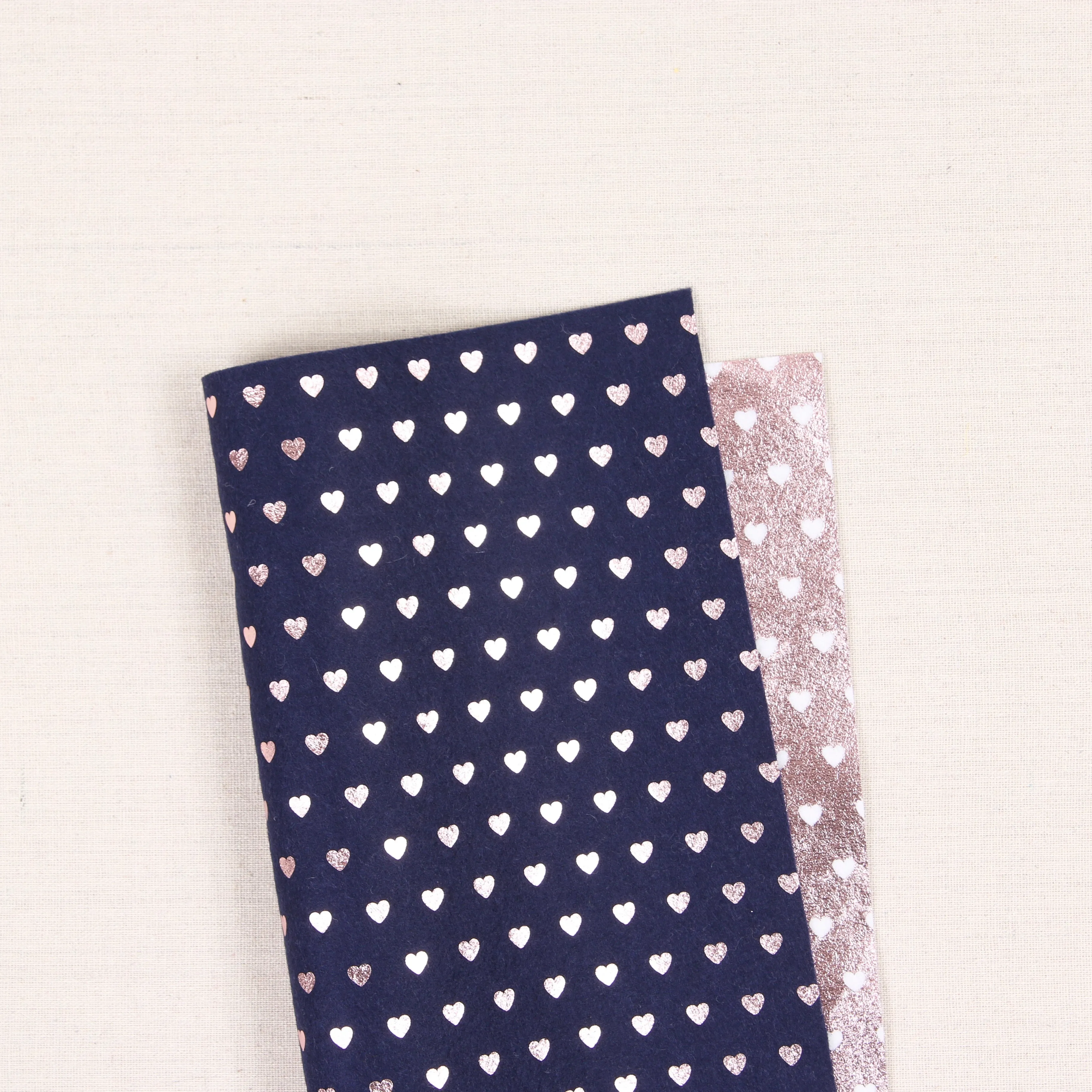 Metallic Blush Reversed Heart Felt