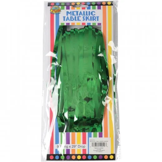 Metallic Table Skirt - Green Party Decor