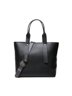 Micrograin Black Shopping Bag with Strap