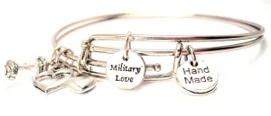 Military Love Small Circle Expandable Bangle Bracelet Set