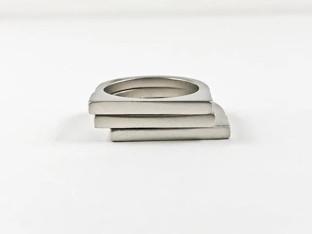 Modern Gold Brush Matte 3 Piece Set Stackable Brass Ring