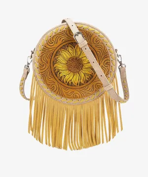 Montana West Sunflower Circle Fringe Crossbody Purse