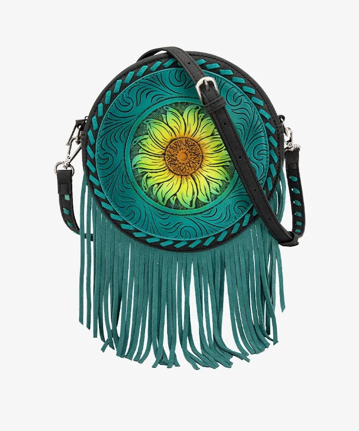 Montana West Sunflower Circle Fringe Crossbody Purse