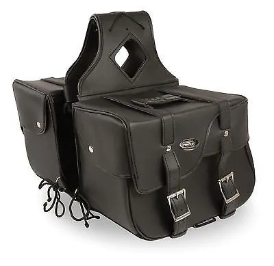 MOTORCYCLE 2PC WATERPROOF PLAIN ZIPOFF PVC EXTENDED FLAP THROWOVER SADDLEBAG