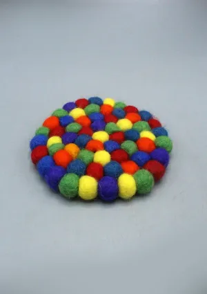 Multi Color Felt Balls Coaster