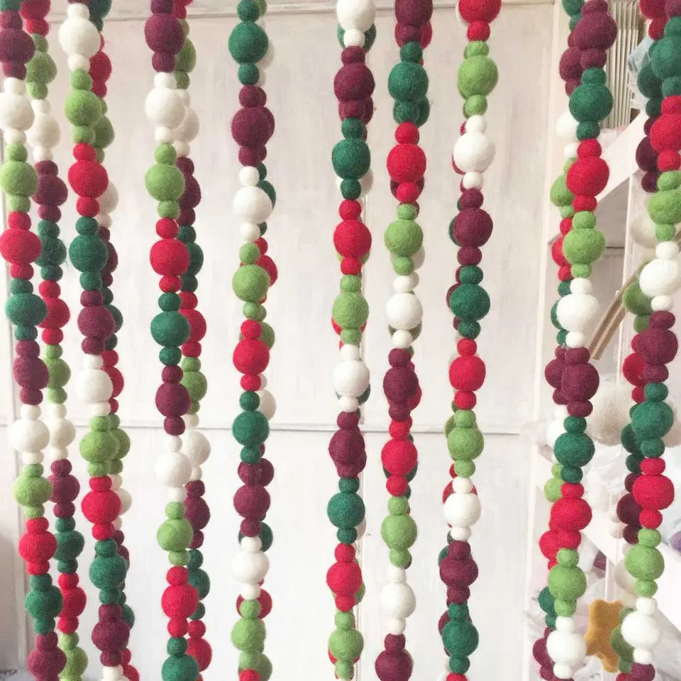 Multi-Sized Felt Ball Christmas Garland