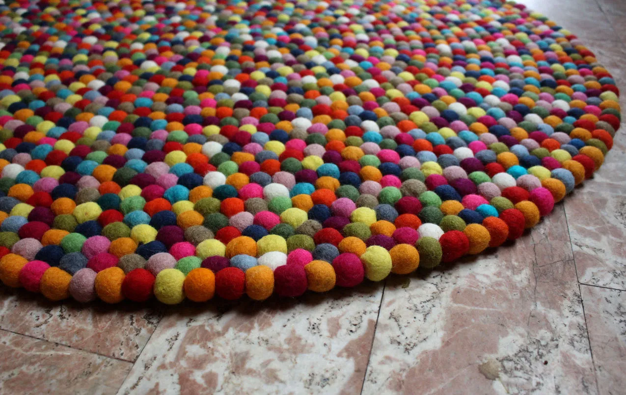 Multicolor Wool Felt Rug Carpet 100 cm