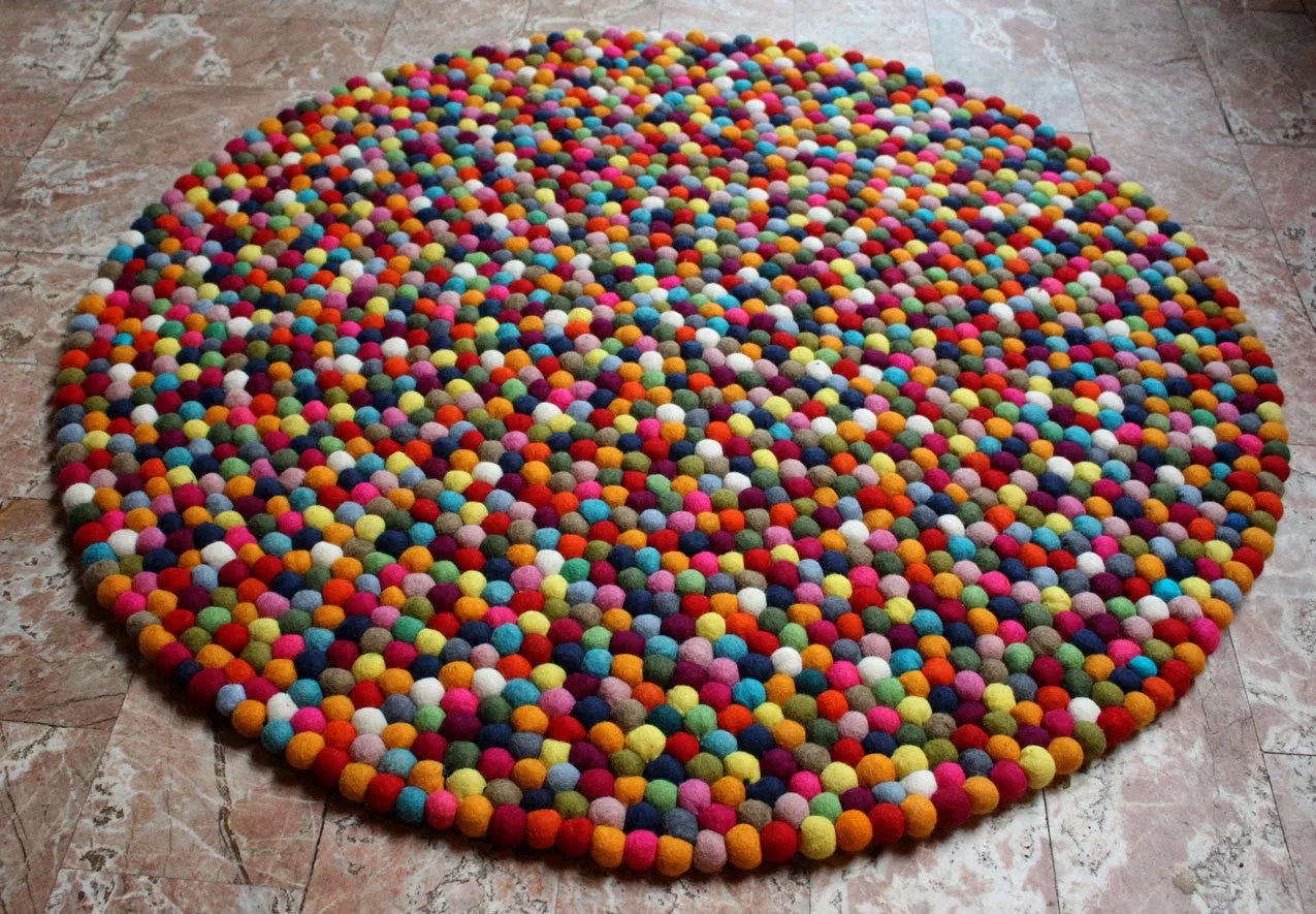 Multicolor Wool Felt Rug Carpet 100 cm