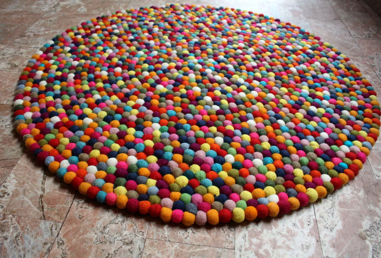 Multicolor Wool Felt Rug Carpet 100 cm