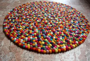 Multicolor Wool Felt Rug Carpet 100 cm