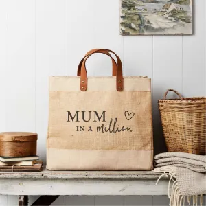 Mum In A Million Market Tote - Natural Jute