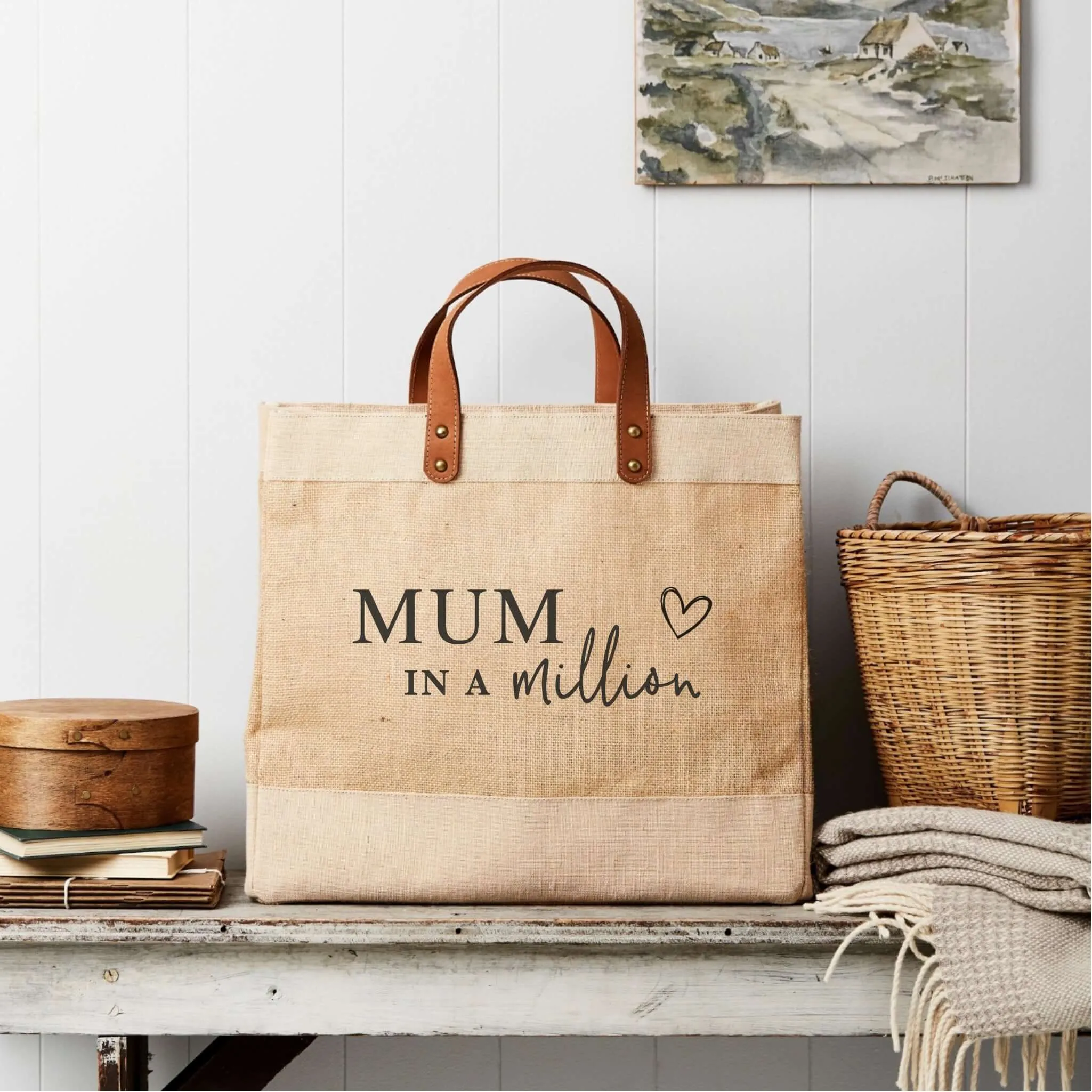 Mum In A Million Market Tote - Natural Jute